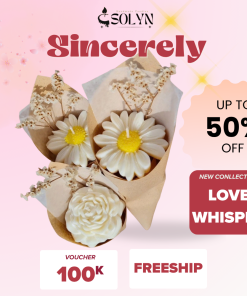 Nến thơm Candles SOLYN Sincerely – Hương Mật Ong Ngọt Dịu, Hoa Cúc Họa Mi, Thư Giãn, Decor Phòng