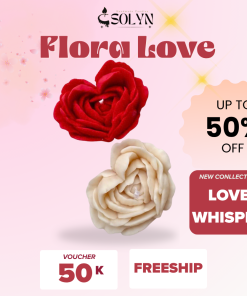 Nến Thơm Handmade Candles SOLYN Flora Love Hương Hoa Anh Đào & Tuyết Tùng Decor Phòng